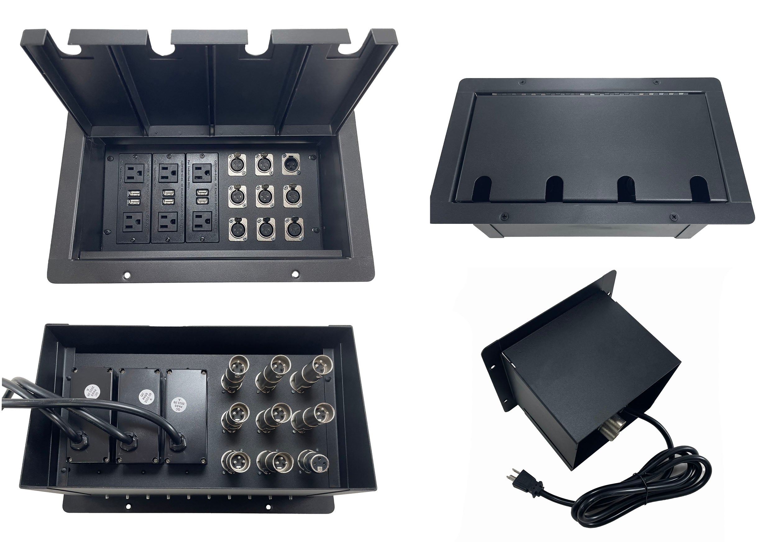 2 Recessed Stage Pocket Floor Box 4 XLR Female Mic Connectors & AC by Elite Core 2 Recessed Stage Pocket Floor Box 4 XLR Female Mic Connectors & AC by Elite Core