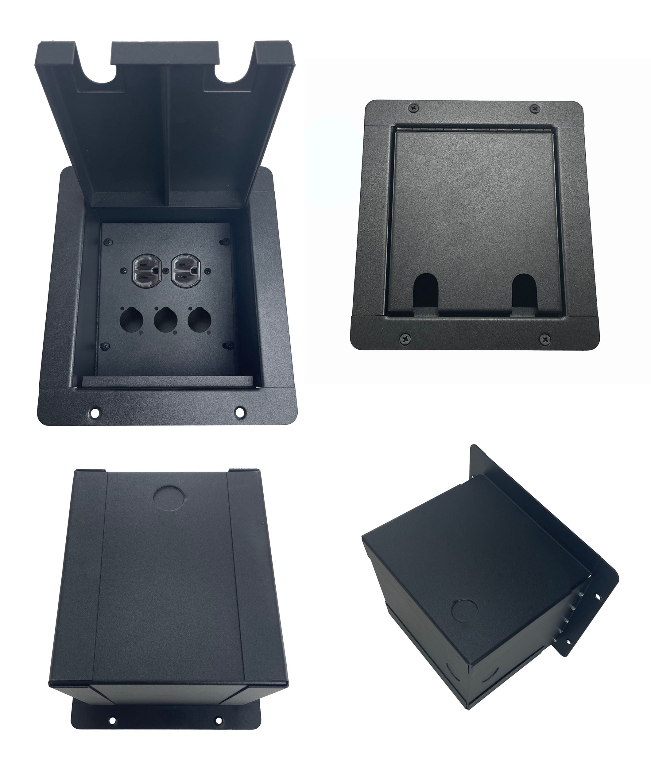 PROCRAFT FPMU-1DUP3X-BK Recessed Stage Pocket / Floor Box 1 AC + 3 