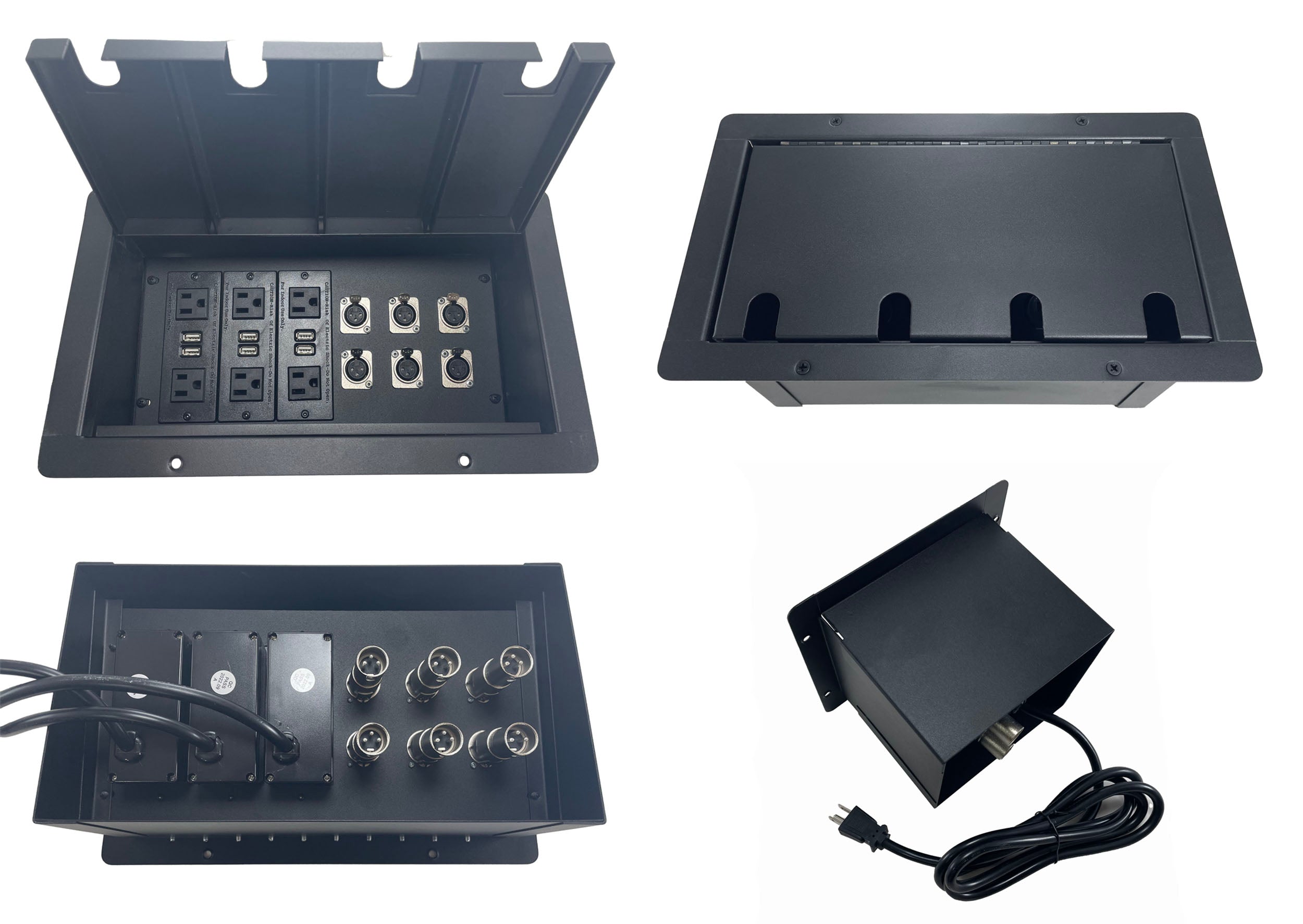 thumbnail image 2 of Recessed Stage Floor Box – 4 XLR Mic Connectors & 2 AC Outlets (Elite Core S-EC-FB4+AC) 2 of 3