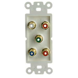 Decora Wall Plate Insert, White, 5 RCA Couplers Component - Audio