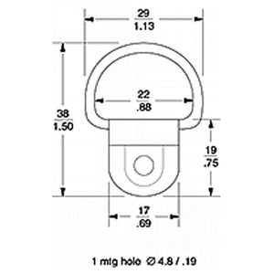 2 Pack Steel D-Ring 1/8" Diameter loop for Truck Trailer ATV   2150