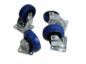 (4 PACK) PENN ELCOM W0990-V6 4" Swivel Casters w/Blue Rubber Wheels & No Brake