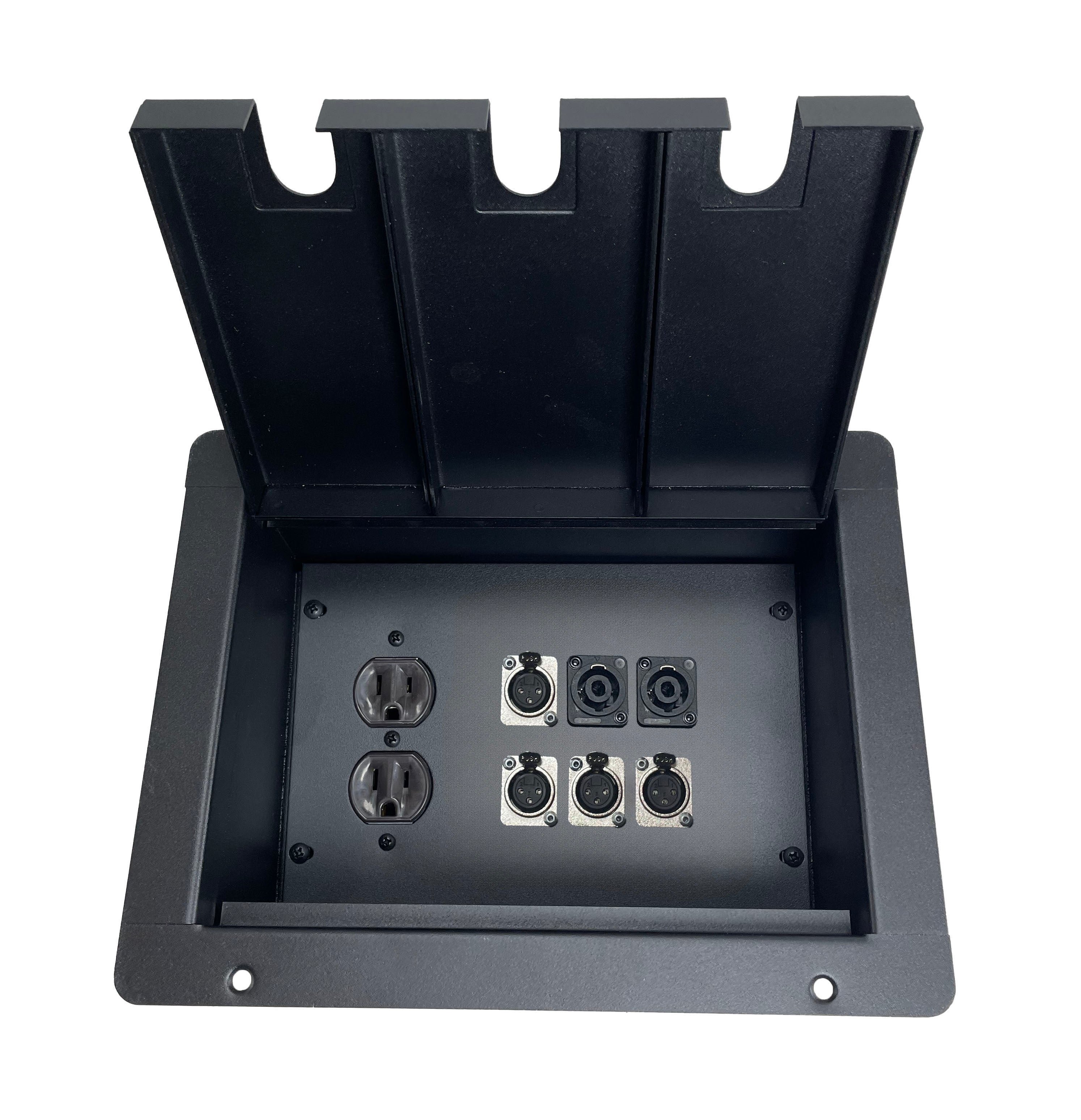 PROCRAFT FPPL-1DUP6X-BK Recessed Stage Pocket / Floor Box 1AC + 6CH (a