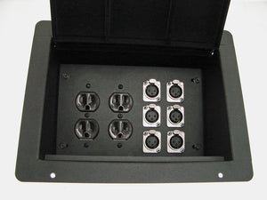 PROCRAFT FPPL-2DUP6X-BK Recessed Stage Pocket / Floor Box 2AC + 6CH (any config)