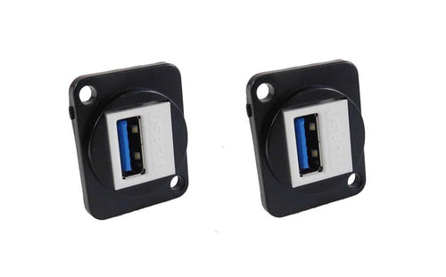 (2 PACK) PROCRAFT LY-409 USB 3.0 Feed-Thru D Type panel mount metal connector