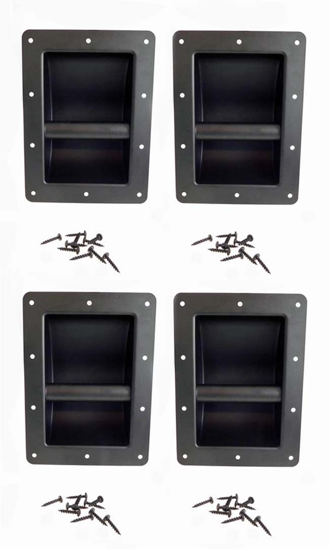(4 PACK) PENN ELCOM H1105 Large Blk Steel Speaker Cabinet/Case Handle w/ Screws