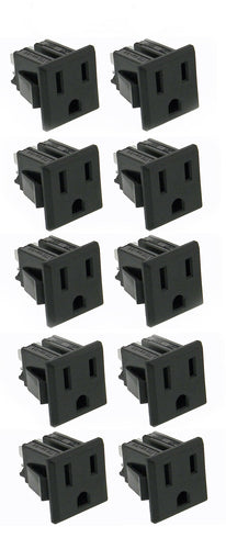 10 pack AC Outlet, NEMA 5-15R, 3 Wire 15A, Snap-in    32041