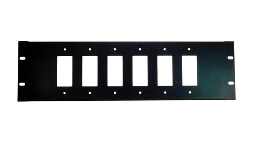 PROCRAFT AFP3U-6DEC-BK 3U Formed Aluminum Rack Panel w/ 6 Decora Punches