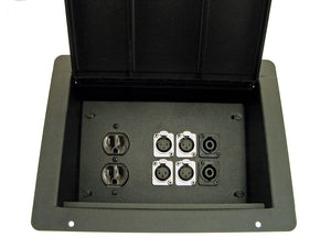PROCRAFT FPPL-1DUP6X-BK Recessed Stage Pocket / Floor Box 1AC + 6CH (any config)