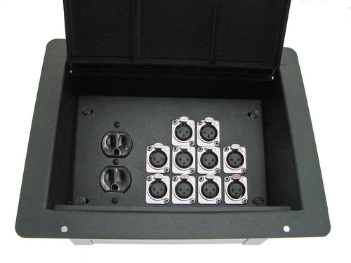 PROCRAFT FPPL-1DUP10X-BK Recessed Stage Pocket / Floor Box 1AC+10CH (any config)