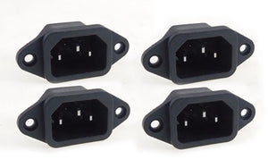 4 Pack AC Power IEC Standard C-14 Inlet Connector Flange Mount 3PAC