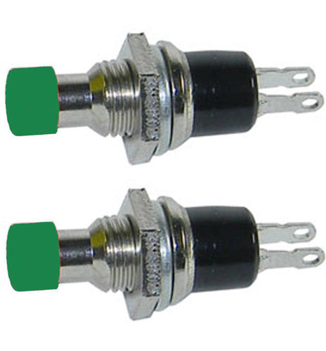 2 Pack SPST Normally Open Momentary Push Button Switch Green    32728G