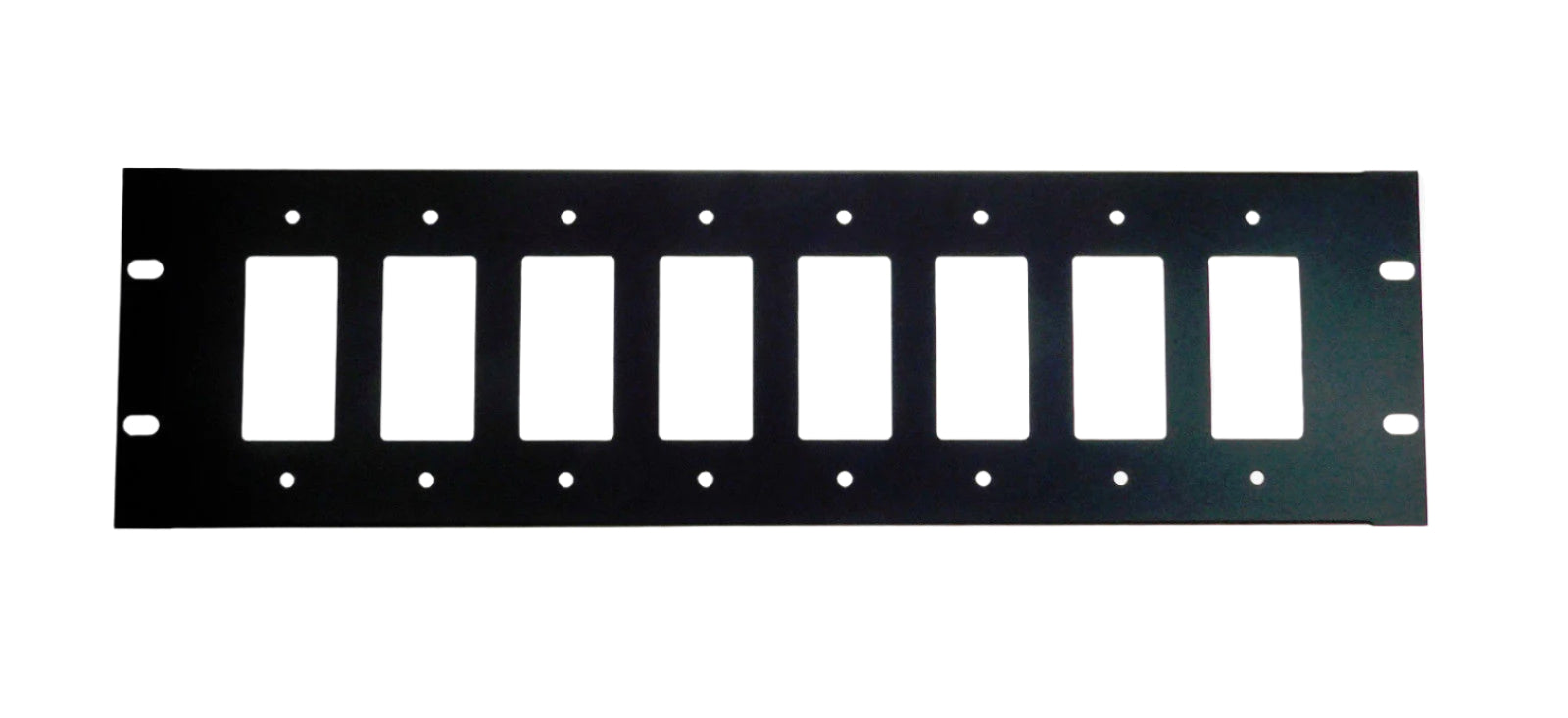 Decora Rack Mount PROCRAFT AFP3U-8DEC-BK 3U Formed Aluminum Rack Panel w/ 8 Decora Punch