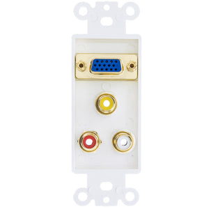 Decora Wall Plate Insert, White, VGA Coupler and 3 RCA Couplers Red/White/Yellow