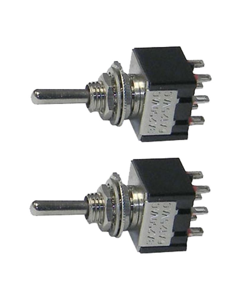 2 Pack Miniature DPDT Toggle Switch 3 Position ON-OFF-ON   25014