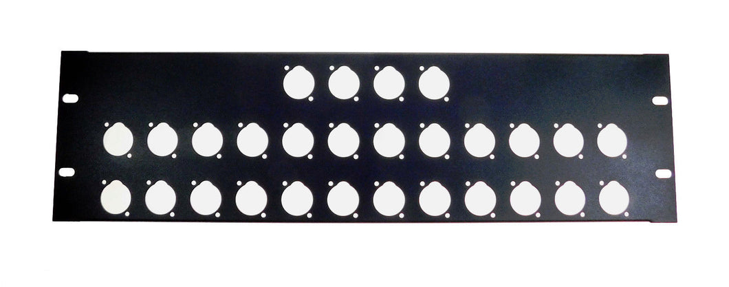 PROCRAFT AFP3U-28X-BK  3U 16ga Formed Aluminum Rack Panel w/ 28 
