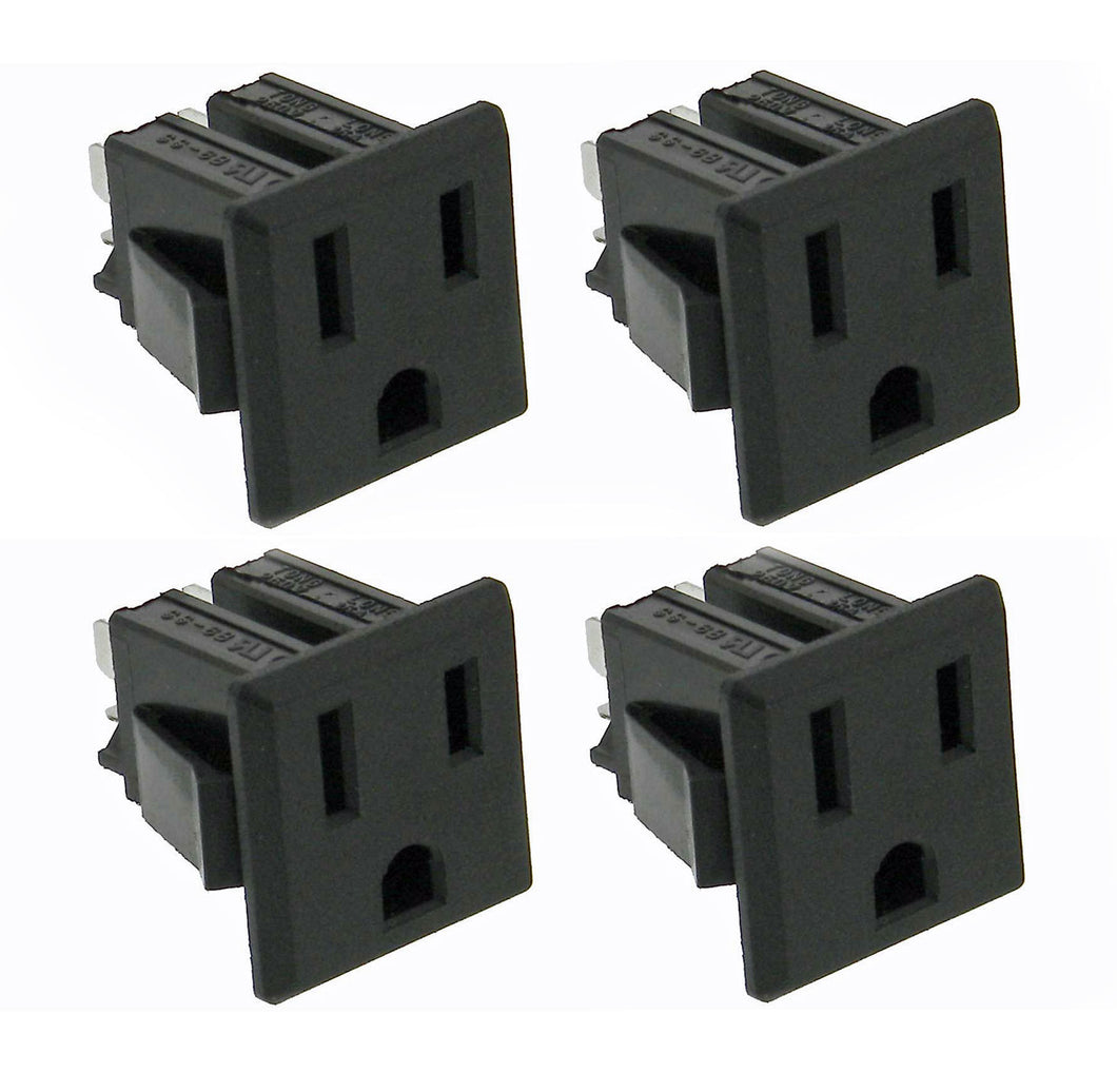 4 pack AC Outlet, NEMA 5-15R, 3 Wire 15A, Snap-in    32041