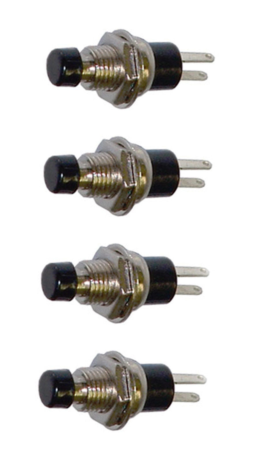 (4 PACK) SPST Normally Closed Momentary Push Button Switch Black #25020 SW