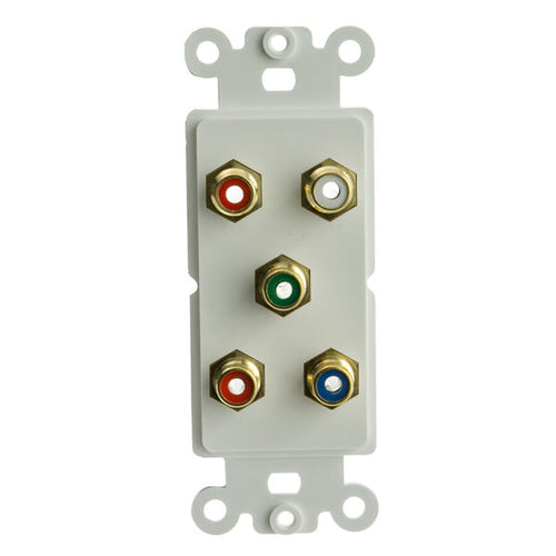 Decora Wall Plate Insert, White, 5 RCA Couplers Component - Audio