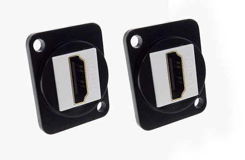 (2 PACK) PROCRAFT LY-421 HDMI Feed-Thru D Type Panel Mount Connector BLK w/ WHT