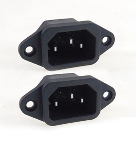 2 Pack AC Power IEC Standard C-14 Inlet Connector Flange Mount