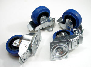 (4 PACK) PENN ELCOM W0985-V6 4" Swivel Casters w/ Brake & Blue Rubber Wheels