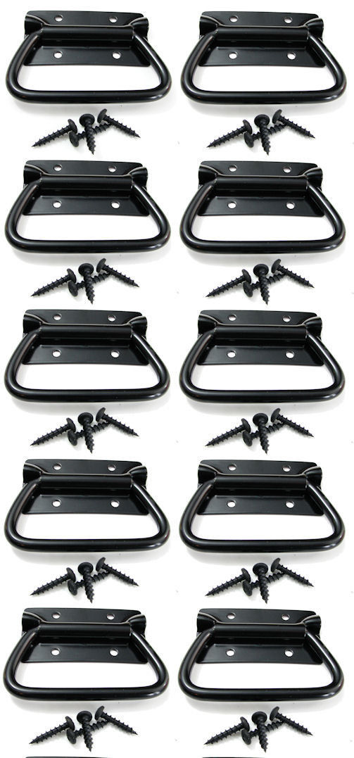 (10 PACK) RELIABLE HARDWARE 0540BK Surface Mount Chest Handle w/screws (BLACK)
