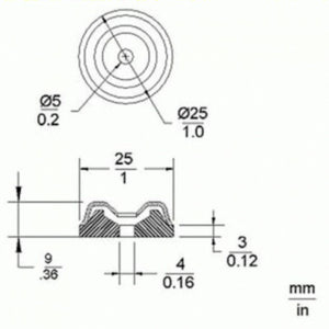 (4 PACK) PENN ELCOM 3045 Metal Amp Glides w/ Rubber Insert & Screws