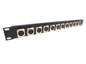 PROCRAFT TSP1U-12XF-BK 1U Aluminum Rack Panel w/ Tie-Down Shelf & 12 XF Loaded