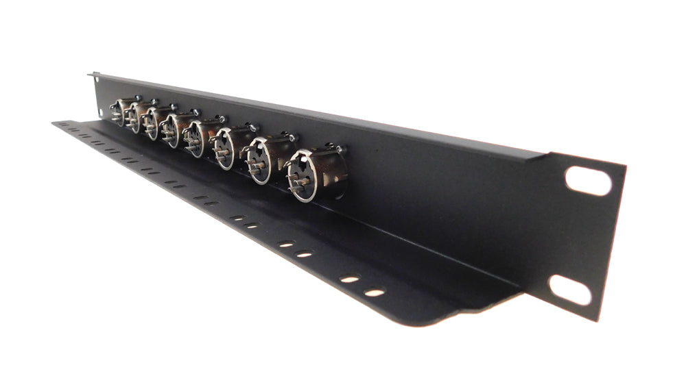 PROCRAFT TSP1U-8XF-BK 1U Aluminum Rack Panel w/ Tie-Down Shelf & 8 XF Loaded