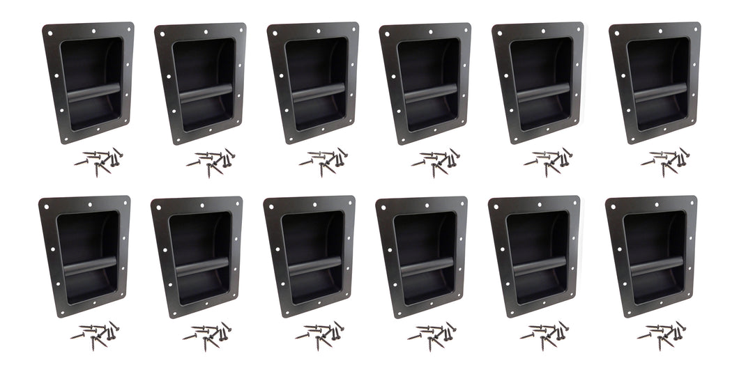 (12 PACK) PROCRAFT TYH-32 Blk Recessed Bar Handle for PA Cabinet & Cases w/Screws