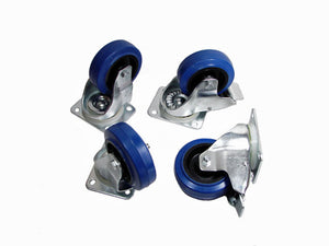 (2 EACH) PENN ELCOM 4" Swivel Casters Blue Rubber Wheel 2) w/Brake + 2) No Brake